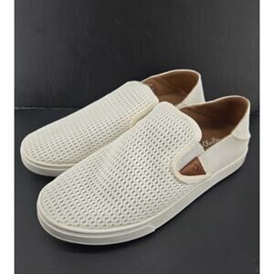 Olukai Pehuea Mesh Knit Slip On Shoes Sneakers White Mesh Comfort Sz 7